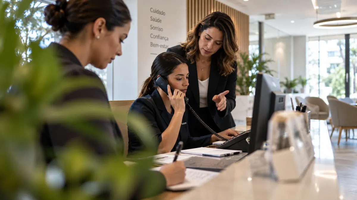Treinamento de recepcionistas em uma rede de clínicas de saúde
