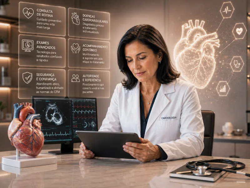 Cardiologista analisando exame do coração