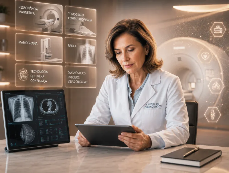 Médico analisando exames laboratoriais de diagnóstico